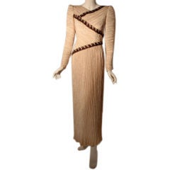 Mary Mc Fadden Cream Evening Gown with Beading, Circa 1990 12