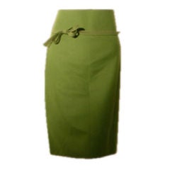 Yves St Laurent Lime Green Felt Skirt, Circa 1980