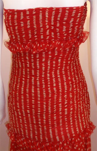 Valentino Red and White Silk Chiffon Polka Dot Cocktail Dress, Circa 1980 2