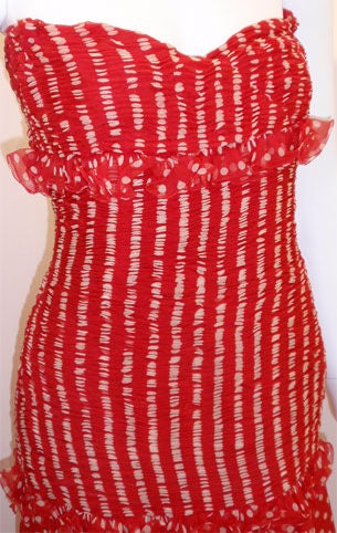 Valentino Red and White Silk Chiffon Polka Dot Cocktail Dress, Circa 1980 1