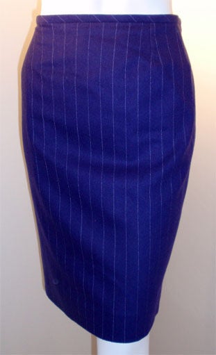 Yves St Laurent 3pc Purple Pin Stripe Suit Set, Circa 1990's For Sale 1