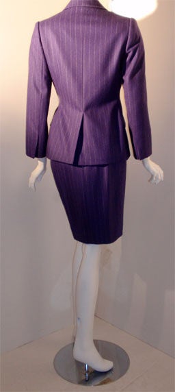 Black Yves St Laurent 3pc Purple Pin Stripe Suit Set, Circa 1990's For Sale