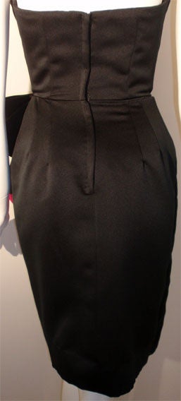 Victor Costa Black and Pink Silk Cocktail Dress, Circa 1980s For Sale 5