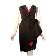 Victor Costa Black and Pink Silk Cocktail Dress, Circa 1980s 10