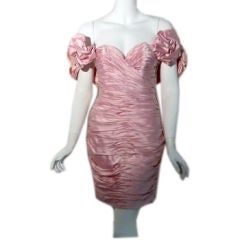 Vicky Tiel Pink Silk Cocktail Dress, Circa 1980