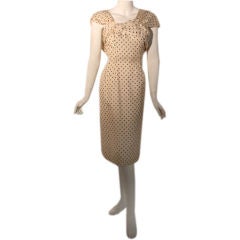 Vintage Balmain Haute Couture Ivory/ Black Polka Dot Dress, Circa 1960