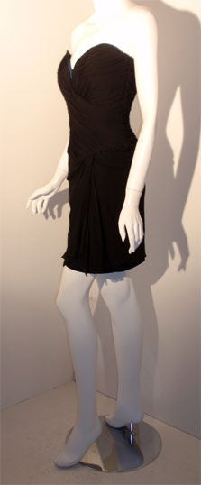 Women's Vicky Tiel Black Strapless Cocktail Dress, Circa 1980 For Sale