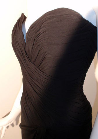 Vicky Tiel Vestido de cóctel negro sin tirantes, circa 1980 en venta 3