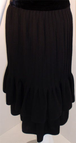 Valentino Night Black Velvet and wool Cocktail Dress with cross straps, 1980's 3