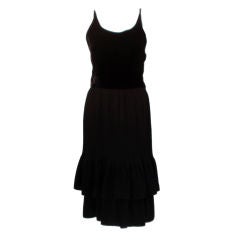 Vintage Valentino Night Black Velvet and wool Cocktail Dress with cross straps, 1980's