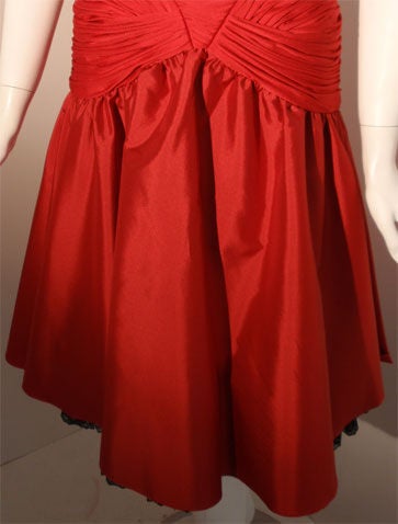 JILL RICHARDS Red Strapless Jersey & Taffeta Dress with Black Crinoline 1980's 3