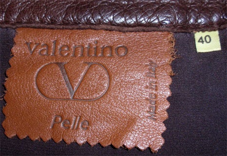 Valentino 2pc  Brown Leather Jacket and Skirt Set, Circa 1980