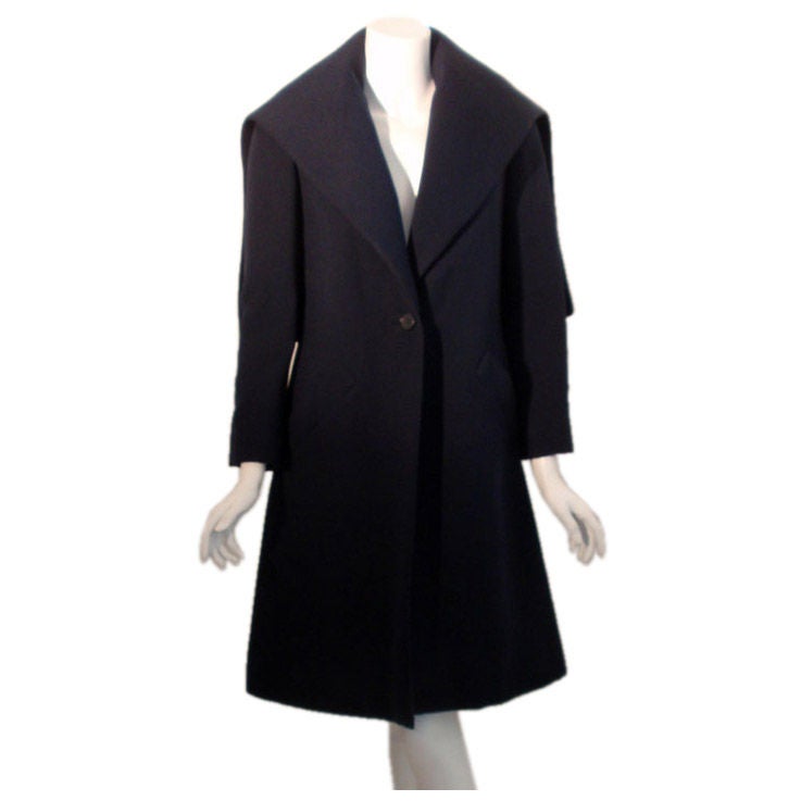 G. Beene Navy Blue Wool Coat With Cape, Circa 1960 at 1stdibs
