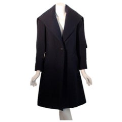 Vintage G. Beene Navy Blue Wool Coat With Cape, Circa 1960