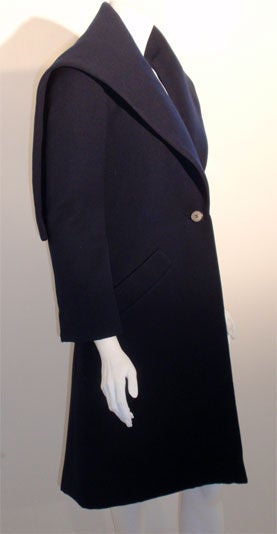 G. Beene Navy Blue Wool Coat With Cape, Circa 1960 1