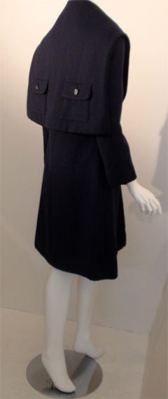 G. Beene Navy Blue Wool Coat With Cape, Circa 1960 2