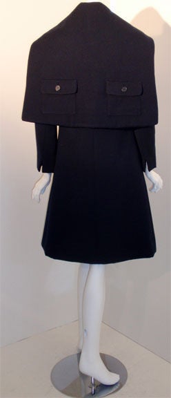 G. Beene Navy Blue Wool Coat With Cape, Circa 1960 3