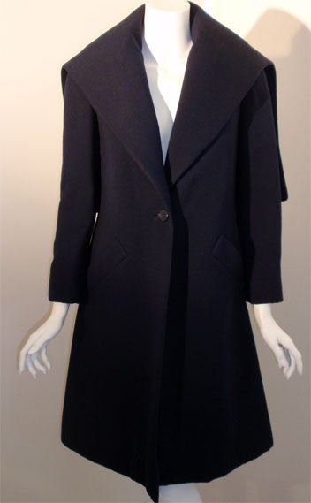 G. Beene Navy Blue Wool Coat With Cape, Circa 1960 5
