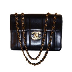 Chanel Black Leather Handbag with Double Chains, Circa 1990