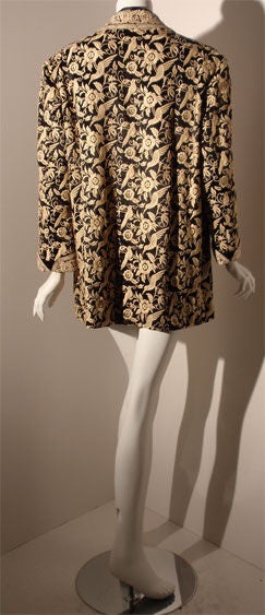 Norma Kamali Black and Cream Embroidered Coat, Circa 1980 3