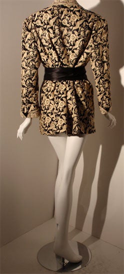 Norma Kamali Black and Cream Embroidered Coat, Circa 1980 4