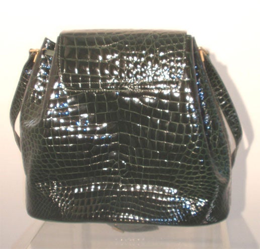 Ted Lapidus Green Alligator Shoulder Bag, Circa 1980 1
