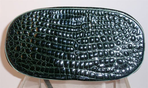 Ted Lapidus Green Alligator Shoulder Bag, Circa 1980 3