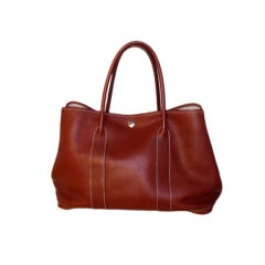 Vintage Hermes Burgundy Leather Handbag, Circa 1990