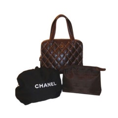 Vintage Chanel Brown Quilted Lether  Handbag, Circa 1990