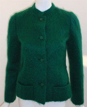 Christian Dior Haute Couture Green Wool Jacket, Circa 1973 5