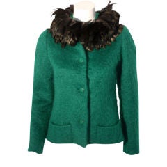 Christian Dior Haute Couture Green Wool Jacket, Circa 1973