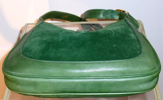 Women's Gucci Vintage Green Suede Shoulder Bag, Circa 1970