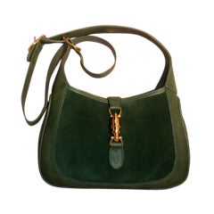 Gucci Retro Green Suede Shoulder Bag, Circa 1970