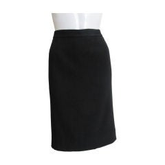 Hermes Classic Black Wool Pencil Skirt, Circa 1990