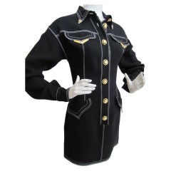 Vintage Gianni Versace Black Western Style Dress, Circa 1990