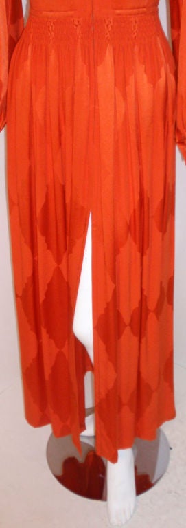 GALANOS for Amelia Gray Orange Silk Zip Front Gown, Circa 1970's 4