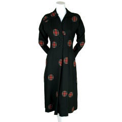 Adrian 1940's Wool Dress with Tartan Patches 2