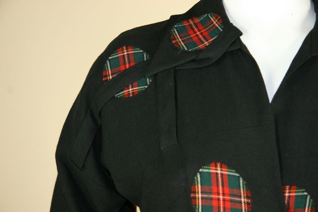 Women's Adrian 1940's Wool Dress with Tartan Patches