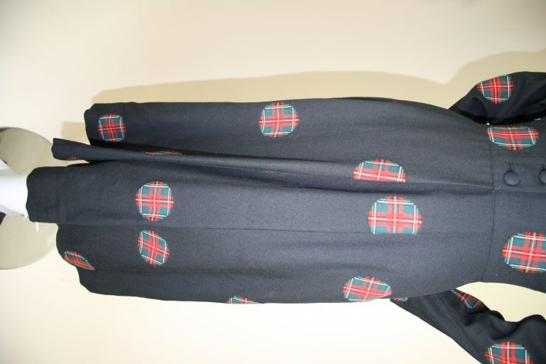 Adrian 1940's Wool Dress with Tartan Patches 2