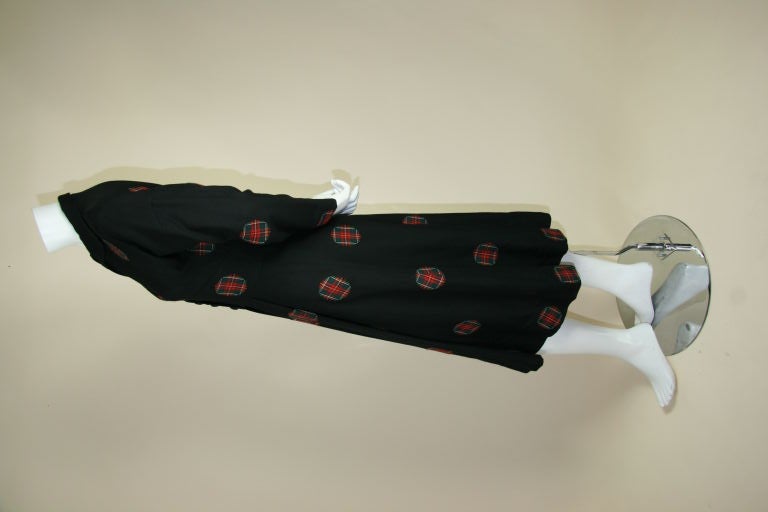 Adrian 1940's Wool Dress with Tartan Patches 3