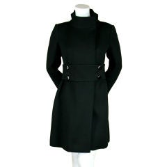 Calvin Klein Black Coat with Wide Belt Attached