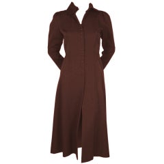 Ossie Clark Brown Coat with Covered Buttons