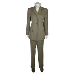 Hermes Taupe Twill Pant Suit