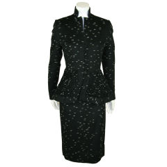 Lilli Ann 1940s Suit - Black Wool w White Flecks