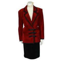 Vintage YSL Two Tone Suede Skirt Suit