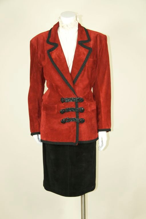 YSL Two Tone Suede Skirt Suit