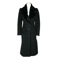 Vintage Alexander McQueen Black Cashmere and Fur Coat