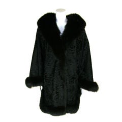 Persian Lamb Fur Coat with Full Fur Trim