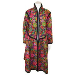 YSL Multi Colored Quilted Coat with Braided Trim