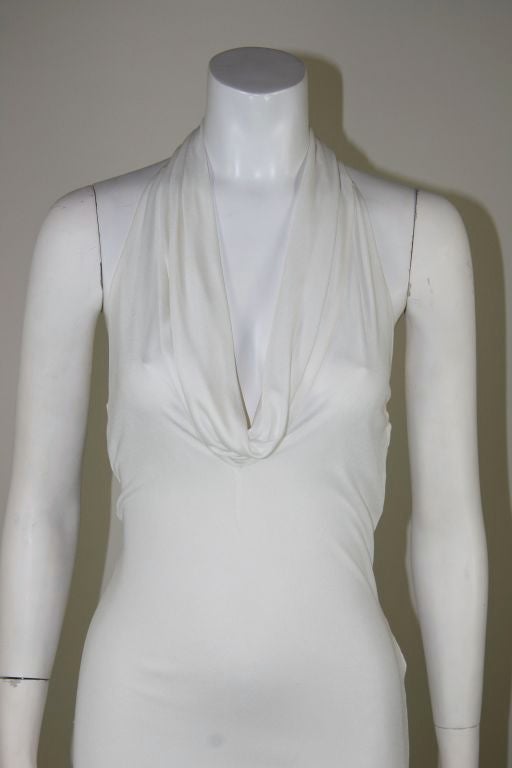 Women's Versace White Backless Cocktail Dress with Leather